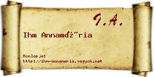 Ihm Annamária névjegykártya